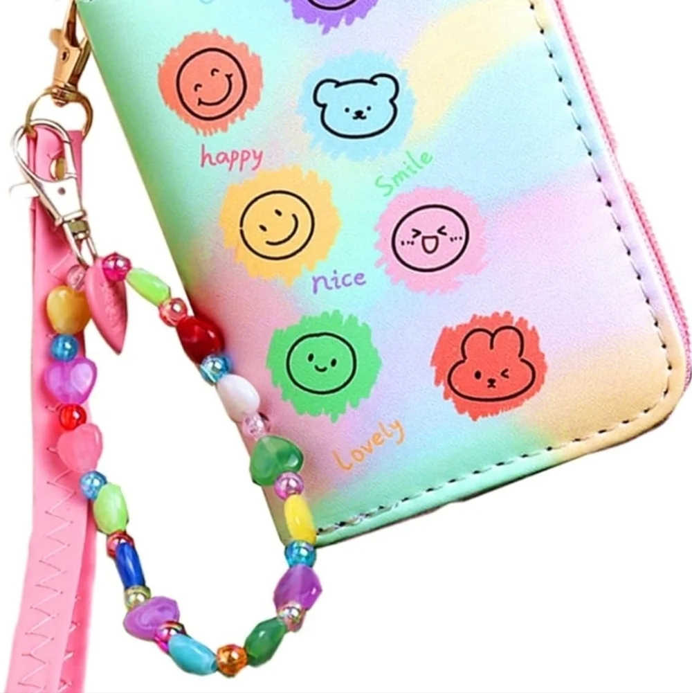 Colorful Kids Wallet with Beaded Strap